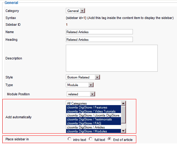 Now you can add sidebars to the end of articles automatically