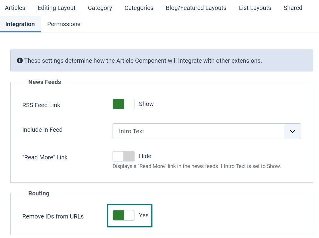 Joomla 4 Article options Integration