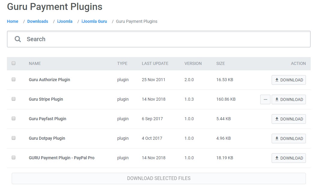 Joomla LMS Extension - Guru payment plugins