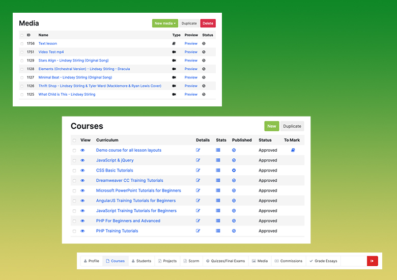 Joomla lms teacher dashboard