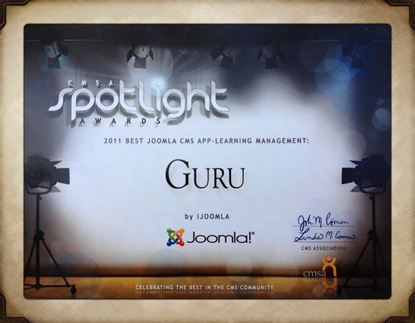 Guru wins best LMS for Joomla!