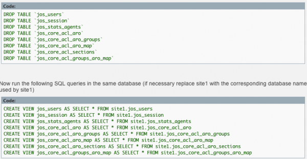 sharing jos_user tables